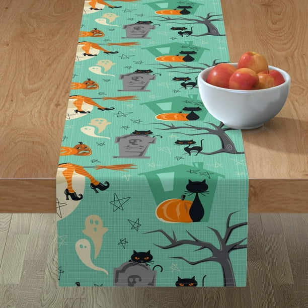 Cloth Placemats Mod Halloween Retro Mid Century Modern Witch Vintage Set of 2